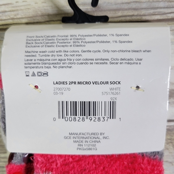 NEW Velour Non-Slip Slipper Socks Women's Shoe Size 4-10 Deer Print & Striped - Picture 6 of 6